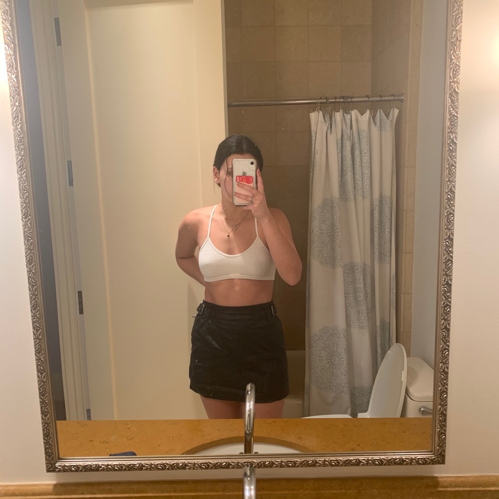 Black leather free people skirt